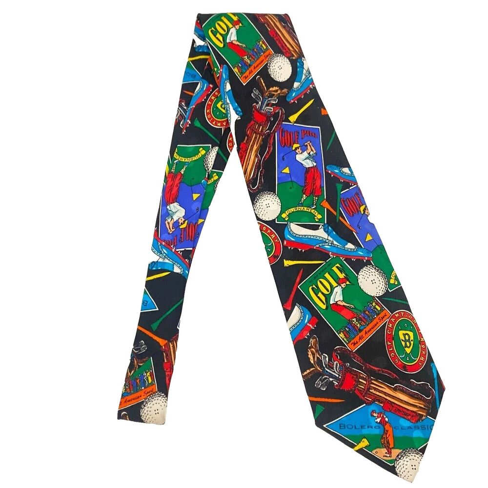 #5594 Addiction Vintage Mens Golf Novelty Necktie, Tie 57X3.75